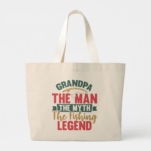 Opa - het Man, de mythe, de Vissende leger Grote Tote Bag (Achterkant)