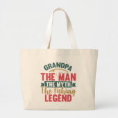 Opa - het Man, de mythe, de Vissende leger Grote Tote Bag (Voorkant)