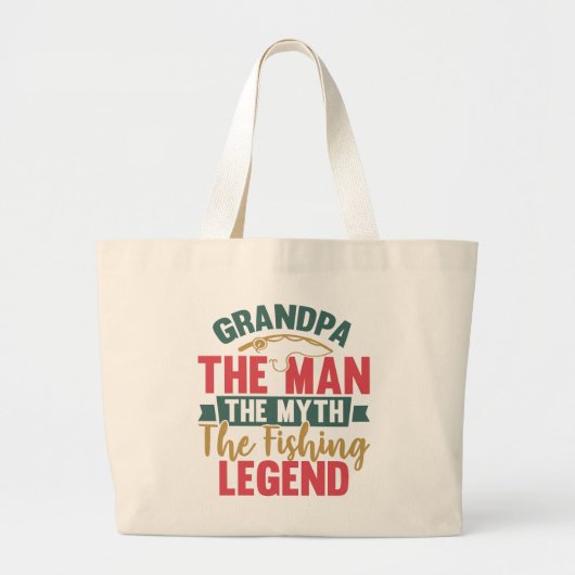 Opa - het Man, de mythe, de Vissende leger Grote Tote Bag (Voorkant)