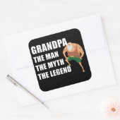 Opa Het Man, Myth, Legend - Vaderdag Grappig Vierkante Sticker (Envelop)