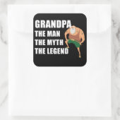 Opa Het Man, Myth, Legend - Vaderdag Grappig Vierkante Sticker (Tas)