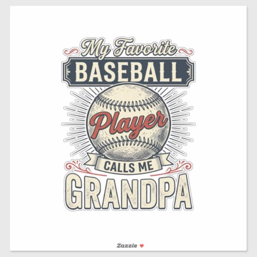 Opa-honkbal vintage graveershirt ontwerp_1 sticker (Vel)