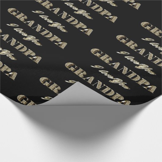 Opa I houdt van zwarte gouden sparken Typografie Cadeaupapier (Hoek)