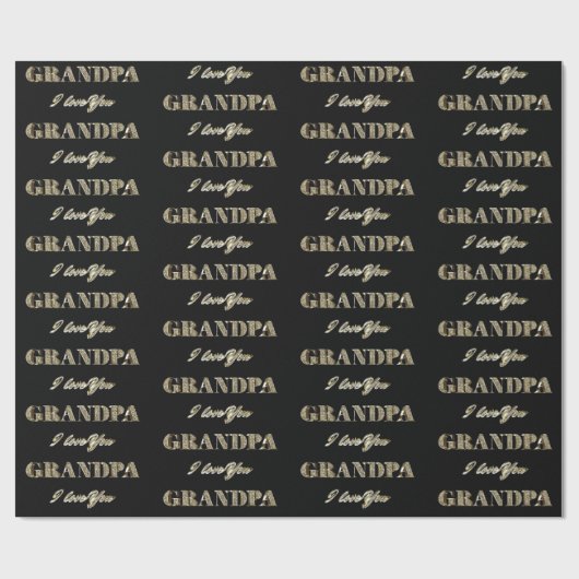 Opa I houdt van zwarte gouden sparken Typografie Cadeaupapier (Vlak)