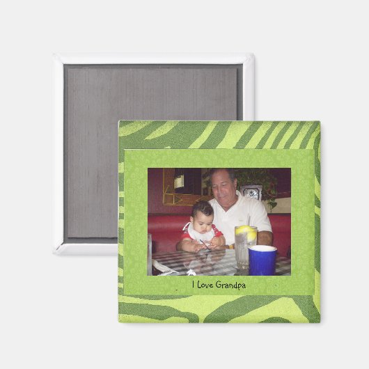 Opa: "I Love Grandpa" Foto Lijst Magnet (Voorkant / Achterkant)