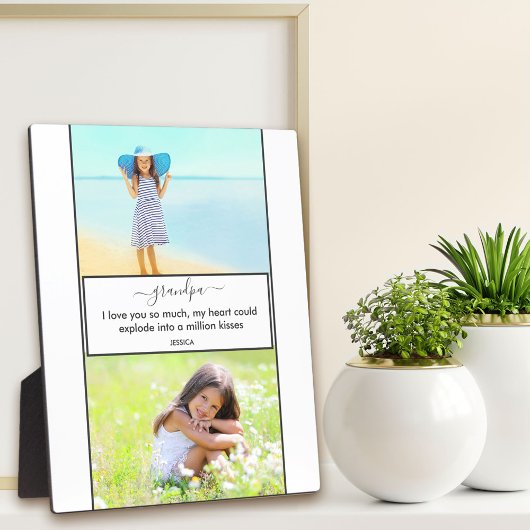 Opa I Love You - 2 Photo White en Grey Fotoplaat