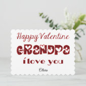 Opa I Love You Cute Cupid Typography Valentijn Feestdagenkaart (Staand voorkant)