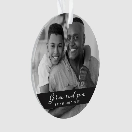Opa ingesteld | Foto- en hartsteenkool Ornament (voorkant)
