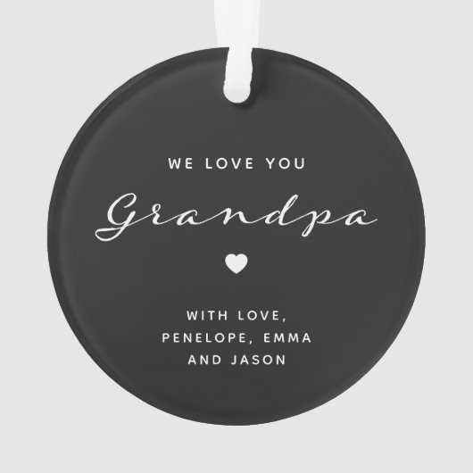 Opa ingesteld | Foto- en hartsteenkool Ornament (achterkant)