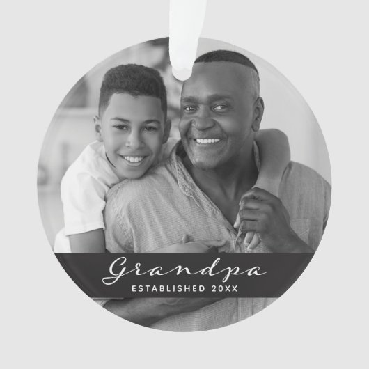 Opa ingesteld | Foto- en hartsteenkool Ornament (voorkant)