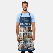 Opa is de beste chef Blauwe fotocollage Schort (Gedragen)