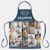 Opa is de beste chef Blauwe fotocollage Schort (Voorkant)