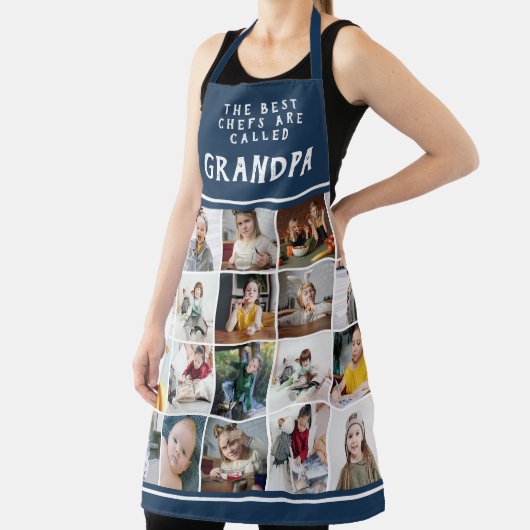 Opa is de beste Chef Blue Photo Collage Schort (Insitu)
