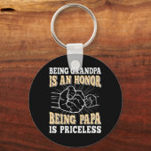 Opa is een eer Papa is onbetaalbaar vader Fa Sleutelhanger (Voorkant)