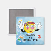 Opa is een rumoe Hippie, kleurrijk ontwerp, Magn Magneet (Voorkant / Achterkant)