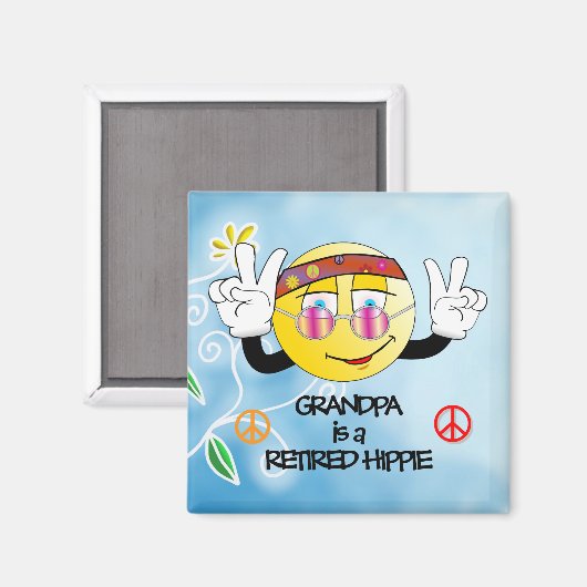Opa is een rumoe Hippie, kleurrijk ontwerp, Magn Magneet (Voorkant / Achterkant)