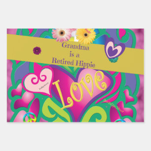 Opa is een vermoeide Hippie, cool en groovy, Clas Inpakpapier Vel