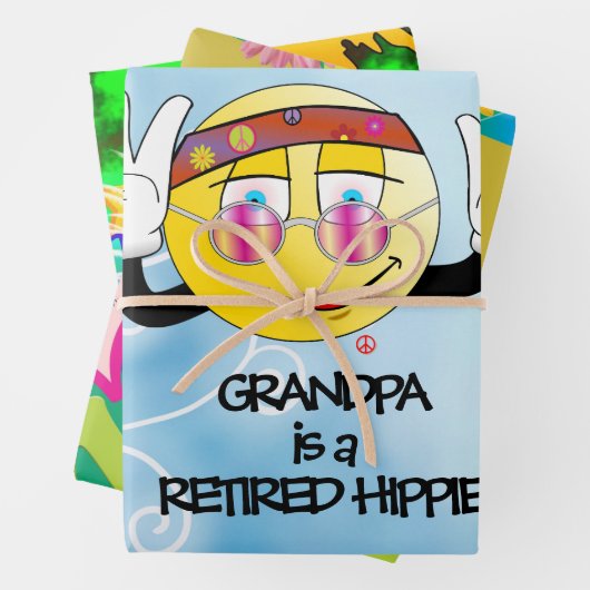 Opa is een vermoeide Hippie, cool en groovy, Clas Inpakpapier Vel (In situ)