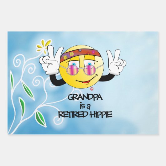 Opa is een vermoeide Hippie, cool en groovy, Clas Inpakpapier Vel (Voorkant)