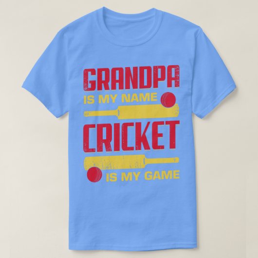 Opa is mijn naam Cricket is mijn spel T-shirt (Design voorkant)