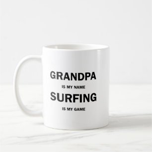 Opa is mijn naam surfen is mijn game shirt koffiemok