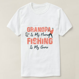 Opa is mijn naam Vissen is mijn game Vaderdag T-shirt