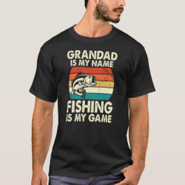 Opa is mijn naam visserij is mijn spel t-shirt
