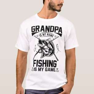 Opa is mijn naam Vist mijn spel, grappig design T-shirt