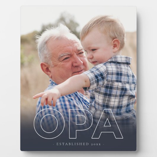 "Opa" jaar ingesteld | Foto Vaderdag Fotoplaat (Voorkant)
