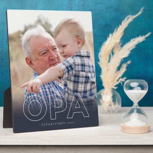 "Opa" jaar ingesteld | Foto Vaderdag Fotoplaat (Zijkant)