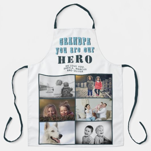 Opa je bent onze Hero 6 Foto Collage Schort (Voorkant)