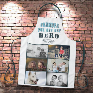 Opa je bent onze Hero 6 Foto Collage Schort
