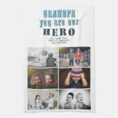 Opa je bent onze Hero 6 Foto Collage Theedoek (Verticaal)