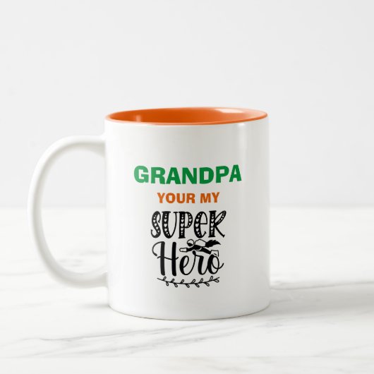 Opa, je superheld tweekleurige koffiemok (Links)