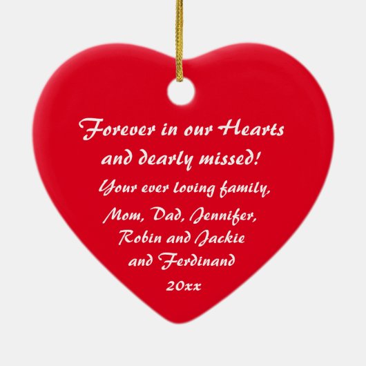 Opa Joe in Loving Memory Script + familienamen Keramisch Ornament (Achterkant)