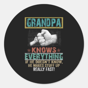 Opa kent alles Hand Funny Fathers dag Ronde Sticker