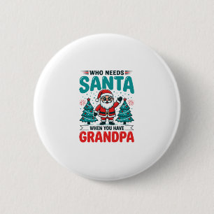 Opa Kerstmis Kerstman Familie Ronde Button 5,7 Cm