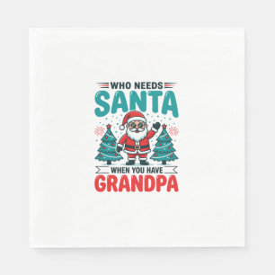 Opa Kerstmis Kerstman Familie Servet