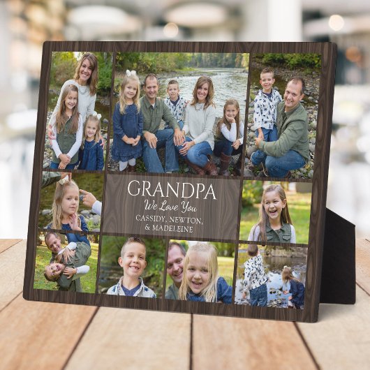 Opa kleinkinderen foto collage fotoplaat
