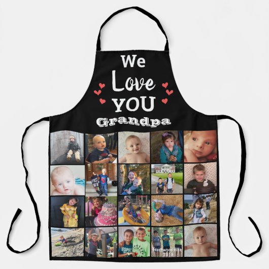 Opa Kleinkinderen Foto Collage Keepsake Schort (Voorkant)