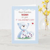 Opa kleinzoon 1e Valentijnsdag Teddy Bear Kaart (Gele Bloem)