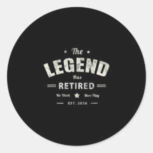 Opa Legende is met pensioen 2026 Moeder Vakantie M Ronde Sticker