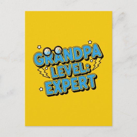 opa level expert (cartoonstijl) briefkaart (Voorkant)