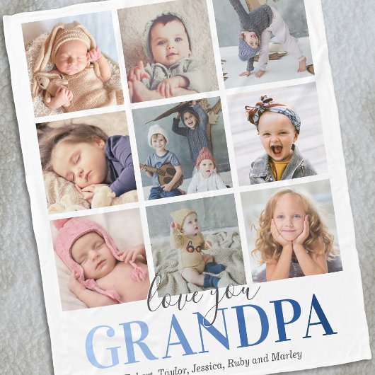 Opa Lief Familie Foto Fleece Deken