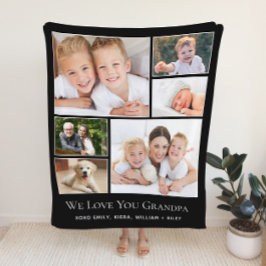 Opa Love You Persoonlijke foto Black Sherpa Deken
