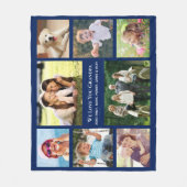 Opa Love You Photo Collage Persoonlijk Blauw Fleece Deken (Voorkant)