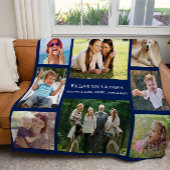 Opa Love You Photo Collage Persoonlijk Blauw Fleece Deken