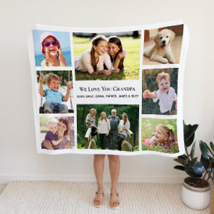 Opa Love You Photo Collage Persoonlijk Fleece Deken