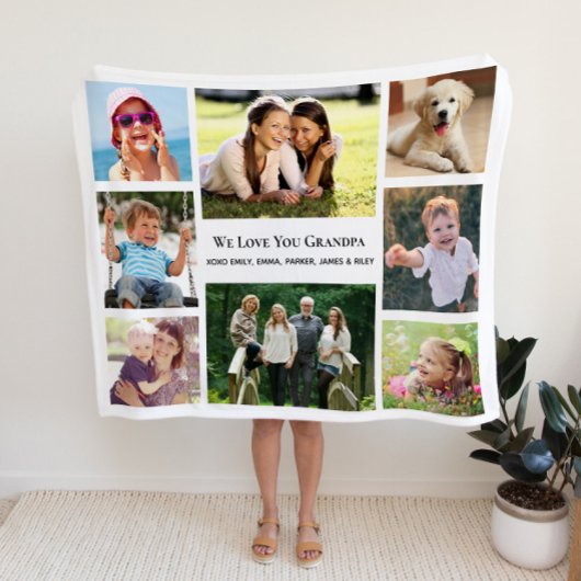 Opa Love You Photo Collage Persoonlijk Fleece Deken