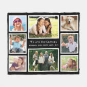 Opa Love You Photo Collage Persoonlijk Zwart Fleece Deken (Voorkant (Horizontaal))